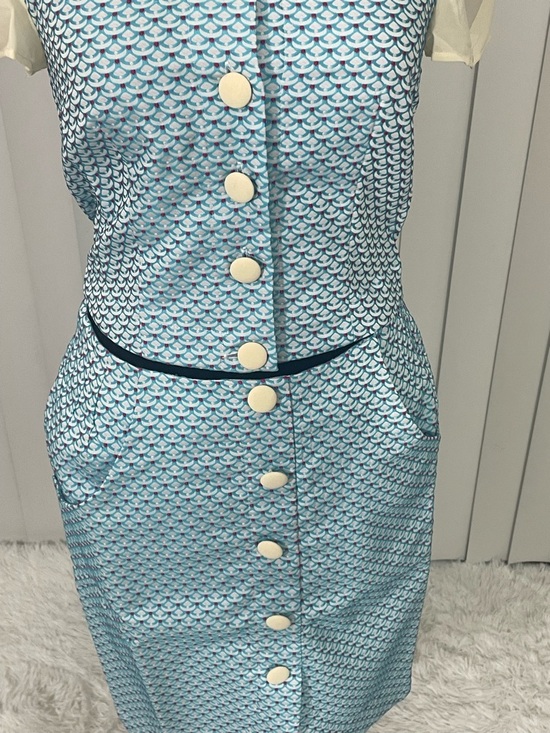 ALICE’S PIG Brooke’s Bavaria Polka Dot Button-Front Pencil Skirt Set Pastel Blue - Picture 7 of 12